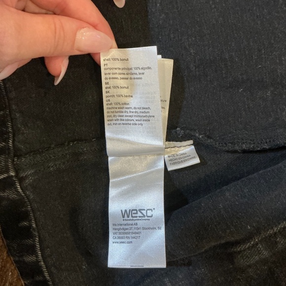 WeSC Acid Wash Denim Chore Jacket Black Unisex Size M - Picture 9 of 9